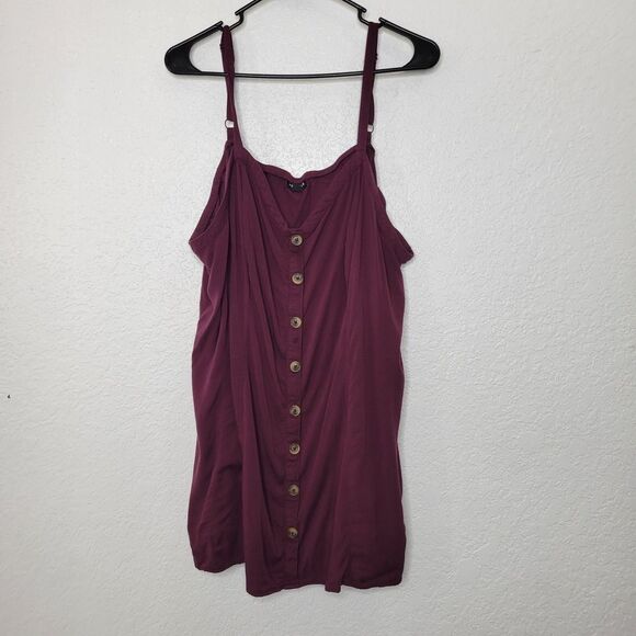 Torrid 4X Fit and Flare Burgundy Button Front Camisole Rayon Blouse Tank Top - Picture 2 of 7